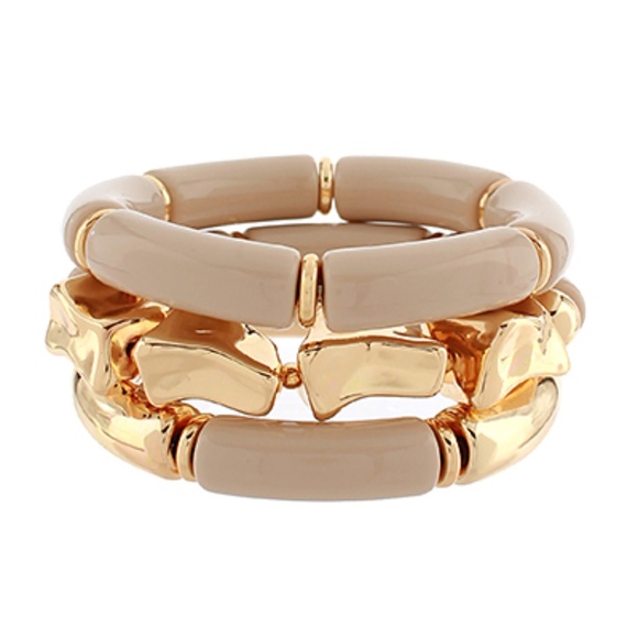 3 Row Organic & Curved Cylinder Bracelet - Picture 2 of 3